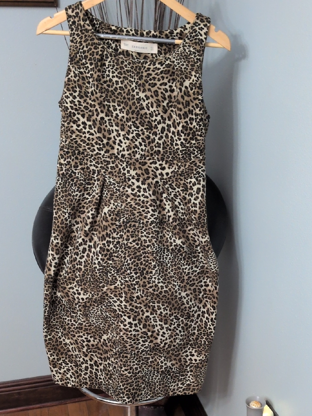 Zara Leopard Print Mini Dress in Beige and Brown